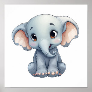 illustration av elefant i tecknad poster