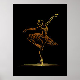 Illustration av elegant gyllene linjekonst balleri poster