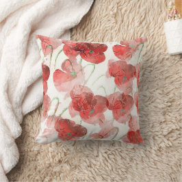 Illustration av elegant Red Watercolor Poppies Kudde