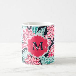illustration av elegantens trendig paisley-blommö kaffemugg