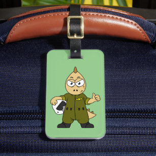 Illustration av en Allosaurus Jet-pilot. Bagagebricka
