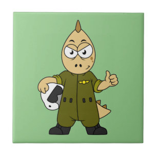 Illustration av en Allosaurus Jet-pilot. Kakelplatta