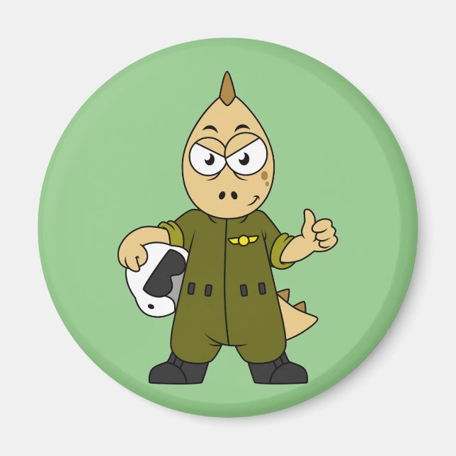 Illustration av en Allosaurus Jet-pilot. Magnet (Framsidan)