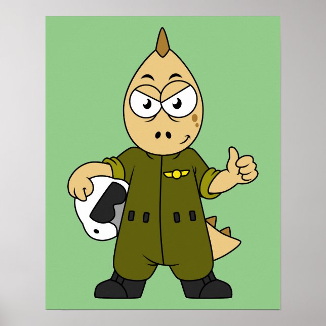 Illustration av en Allosaurus Jet-pilot. Poster (Framsidan)