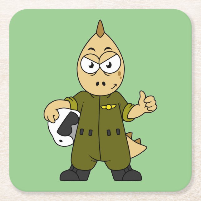 Illustration av en Allosaurus Jet-pilot. Underlägg Papper Kvadrat (Framsidan)