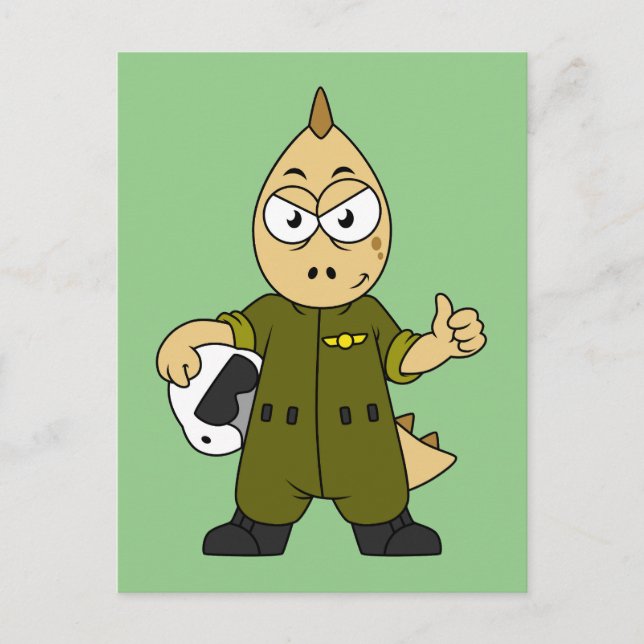 Illustration av en Allosaurus jetpilot. Vykort (Framsida)