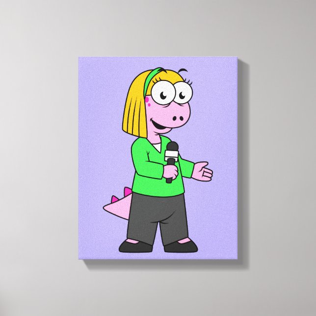 Illustration av en Allosaurus News Reporter. Canvastryck (Framsida)