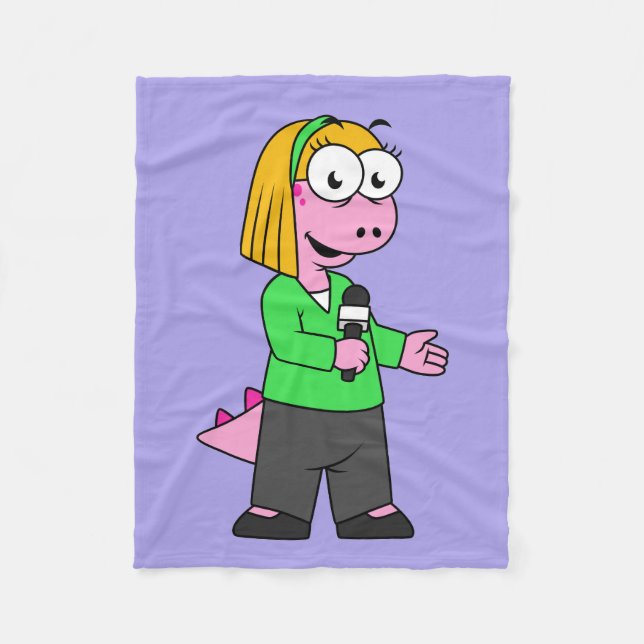 Illustration av en Allosaurus News Reporter. Fleecefilt (Framsidan)