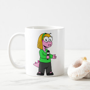Illustration av en Allosaurus News Reporter. Kaffemugg