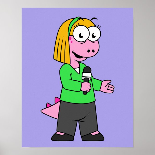 Illustration av en Allosaurus News Reporter. Poster (Framsidan)