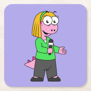 Illustration av en Allosaurus News Reporter. Underlägg Papper Kvadrat