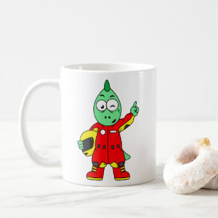 Illustration av en Allosaurus Tävling-bilförare. Kaffemugg