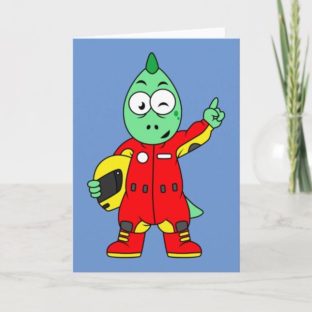 Illustration av en Allosaurus Tävling-bilförare. Kort (Framsida)