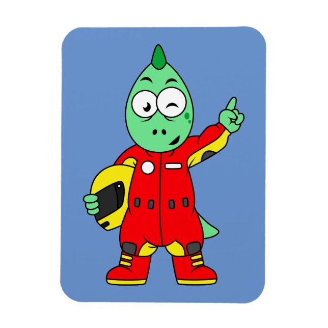 Illustration av en Allosaurus Tävling-bilförare. Magnet (Vertikal)