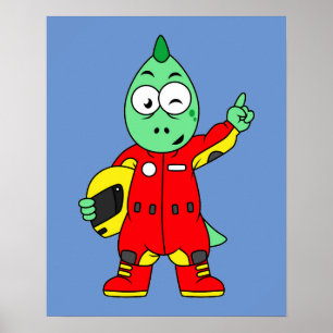 Illustration av en Allosaurus Tävling-bilförare. Poster