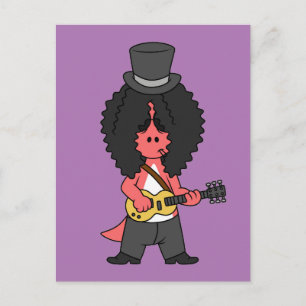 Illustration av en Allosaurus utklädd som rockstjä Vykort
