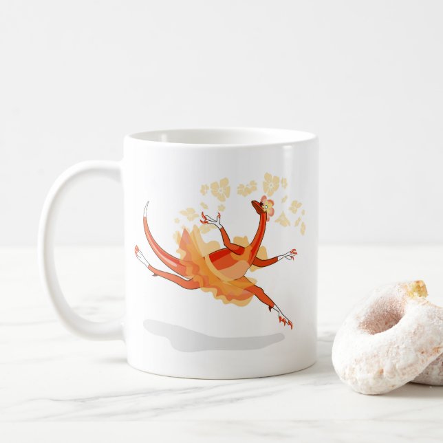 Illustration av en Ballerina Dancing Raptor. 2 Kaffemugg (Med munk)
