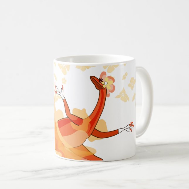 Illustration av en Ballerina Dancing Raptor. 2 Kaffemugg (Framsida höger)