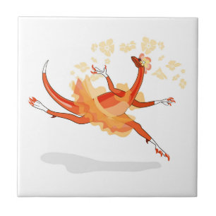 Illustration av en Ballerina Dancing Raptor. 2 Kakelplatta