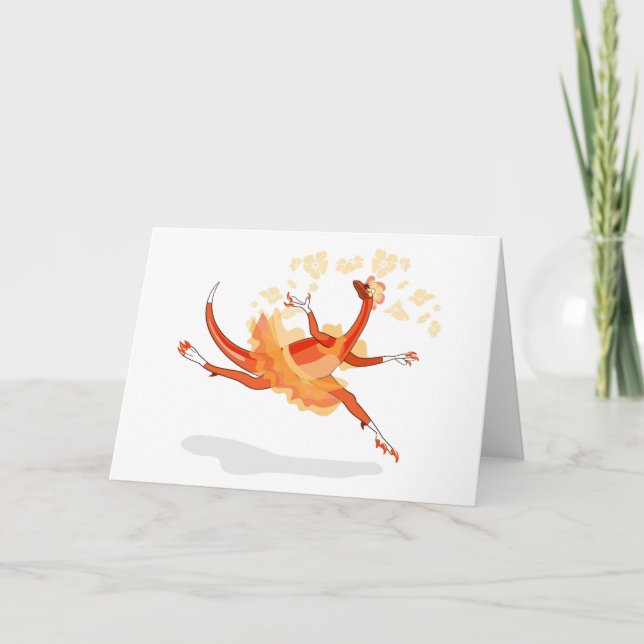 Illustration av en Ballerina Dancing Raptor. 2 Kort (Framsida)