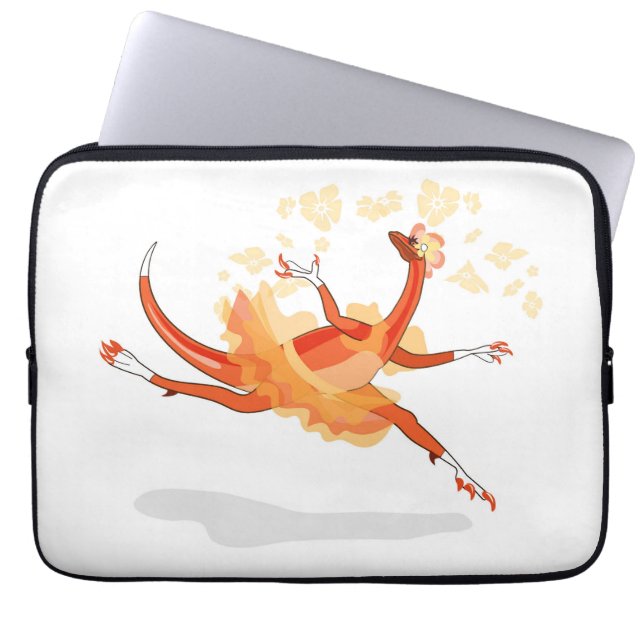 Illustration av en Ballerina Dancing Raptor. 2 Laptop Fodral (Framsidan)