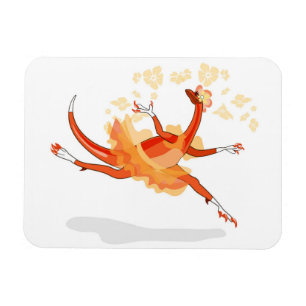 Illustration av en Ballerina Dancing Raptor. 2 Magnet