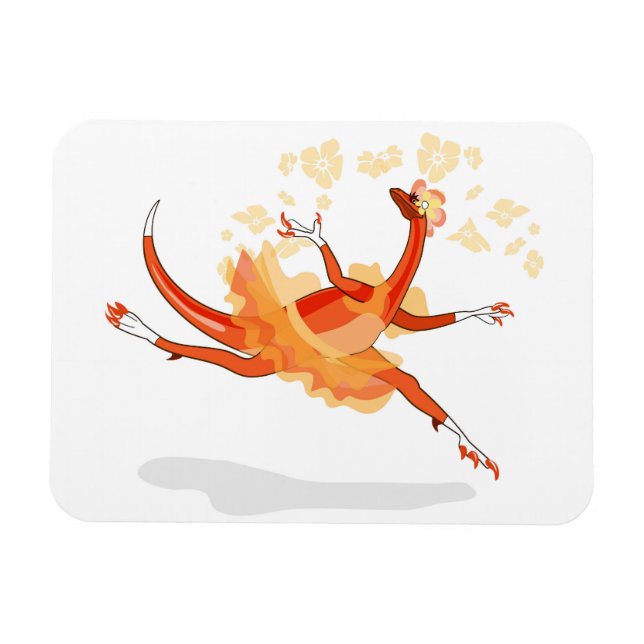Illustration av en Ballerina Dancing Raptor. 2 Magnet (Horisontell)