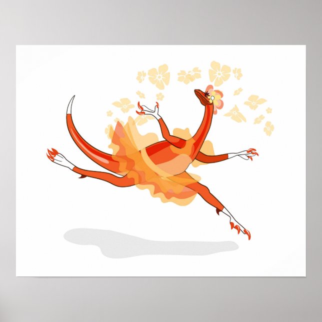 Illustration av en Ballerina Dancing Raptor. 2 Poster (Framsidan)