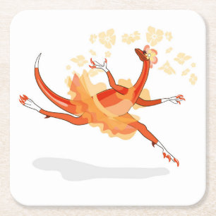 Illustration av en Ballerina Dancing Raptor. 2 Underlägg Papper Kvadrat