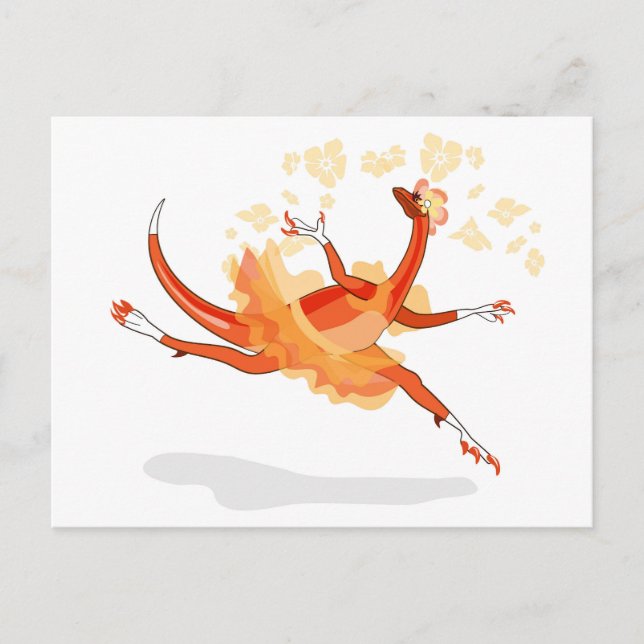 Illustration av en Ballerina Dancing Raptor. 2 Vykort (Framsida)