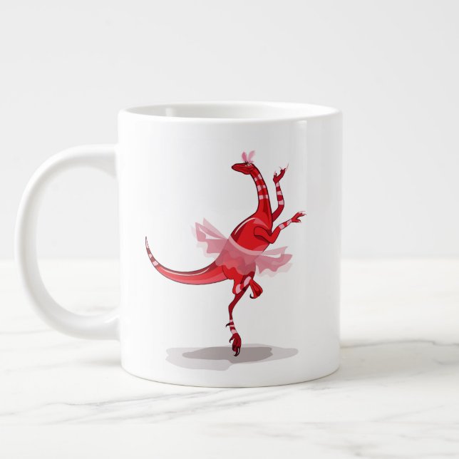 Illustration av en Ballerina Dancing Raptor. Jumbo Mugg (Vänster)
