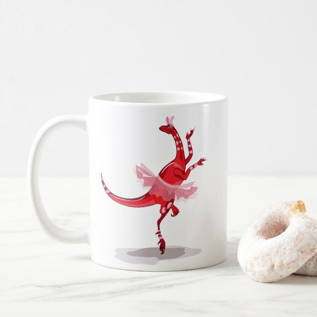 Illustration av en Ballerina Dancing Raptor. Kaffemugg (Med munk)