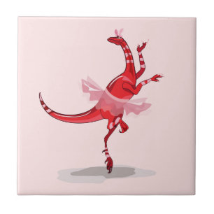 Illustration av en Ballerina Dancing Raptor. Kakelplatta