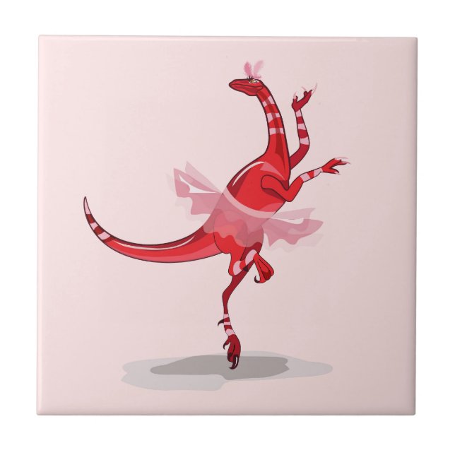 Illustration av en Ballerina Dancing Raptor. Kakelplatta (Framsidan)