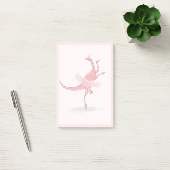 Illustration av en Ballerina Dancing Raptor. Post-it Block (Kontor)