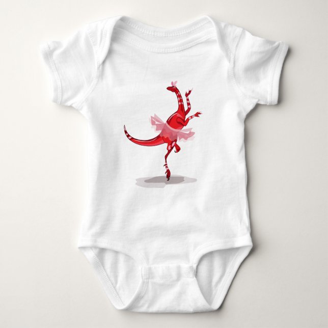 Illustration av en Ballerina Dancing Raptor. T Shirt (Framsida)