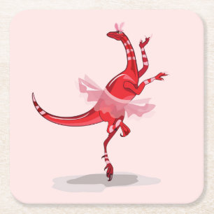 Illustration av en Ballerina Dancing Raptor. Underlägg Papper Kvadrat