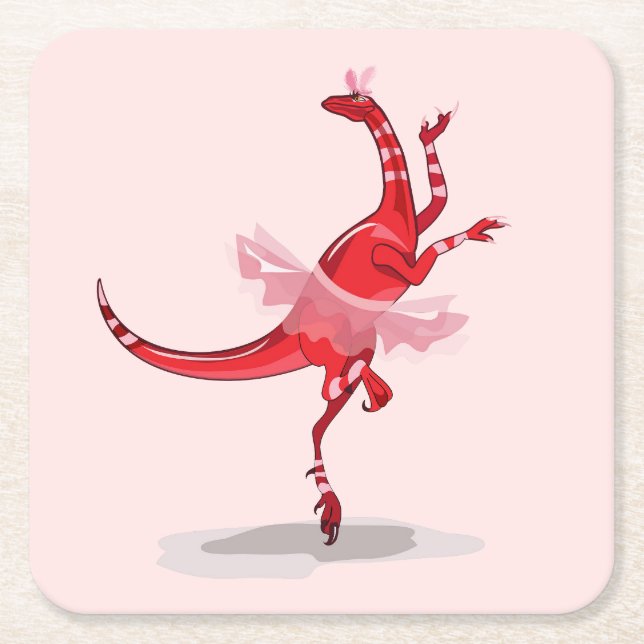 Illustration av en Ballerina Dancing Raptor. Underlägg Papper Kvadrat (Framsidan)
