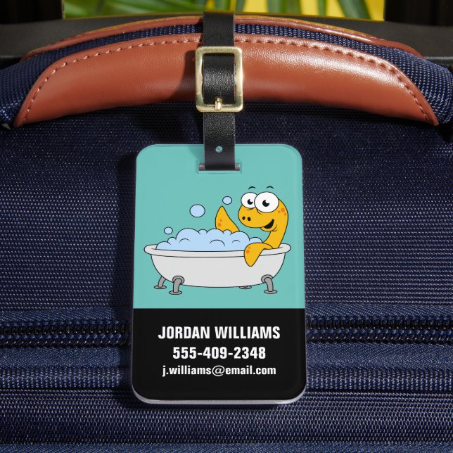 Illustration av en Bathing Loch Ness Monster. Bagagebricka (Framsida Insitu 2)