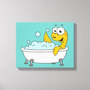 Illustration av en Bathing Loch Ness Monster. Canvastryck