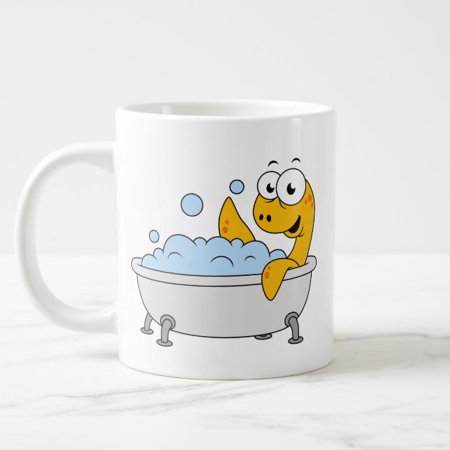 Illustration av en Bathing Loch Ness Monster. Jumbo Mugg (Vänster)