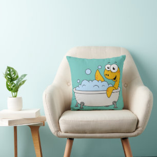Illustration av en Bathing Loch Ness Monster. Kudde