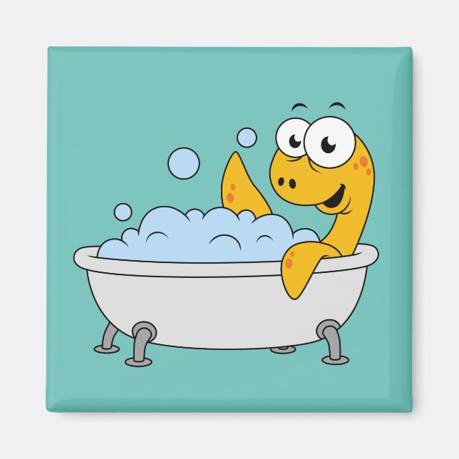 Illustration av en Bathing Loch Ness Monster. Magnet (Framsidan)