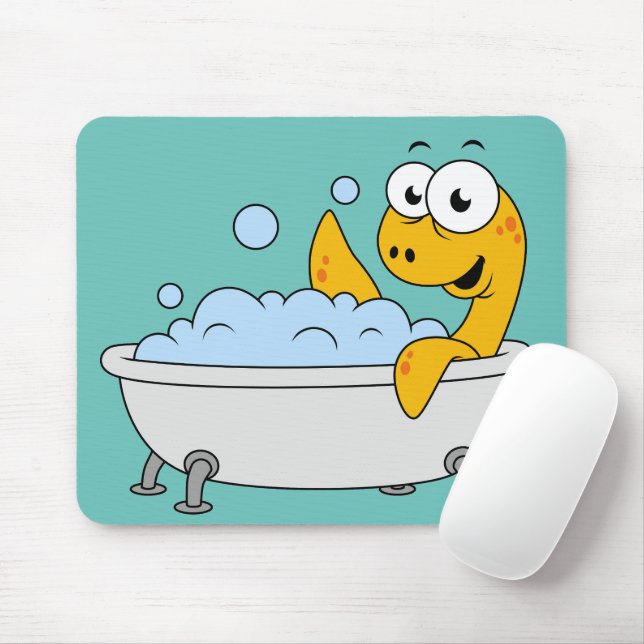 Illustration av en Bathing Loch Ness Monster. Musmatta (Med mus)