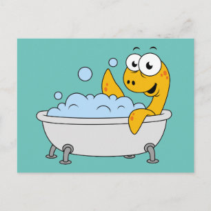 Illustration av en Bathing Loch Ness Monster. Vykort