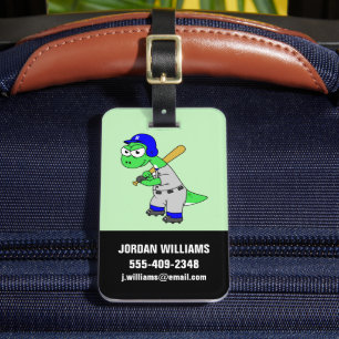 Illustration av en Brontosaurus Baseball Player. Bagagebricka