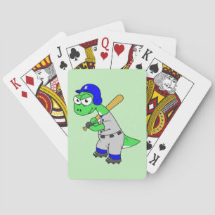 Illustration av en Brontosaurus Baseball Player. Casinokort