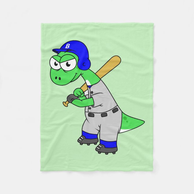 Illustration av en Brontosaurus Baseball Player. Fleecefilt (Framsidan)
