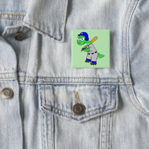 Illustration av en Brontosaurus Baseball Player. Knapp