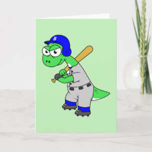 Illustration av en Brontosaurus Baseball Player. Kort